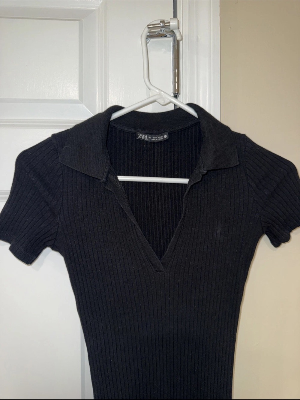 Zara Black Ribbed Polo Maxi Dress